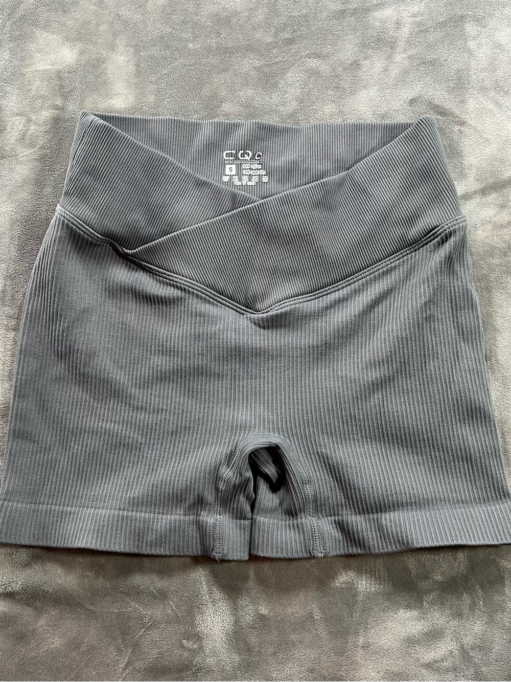 Ribbed High-Waist Women’s Shorts - Gray